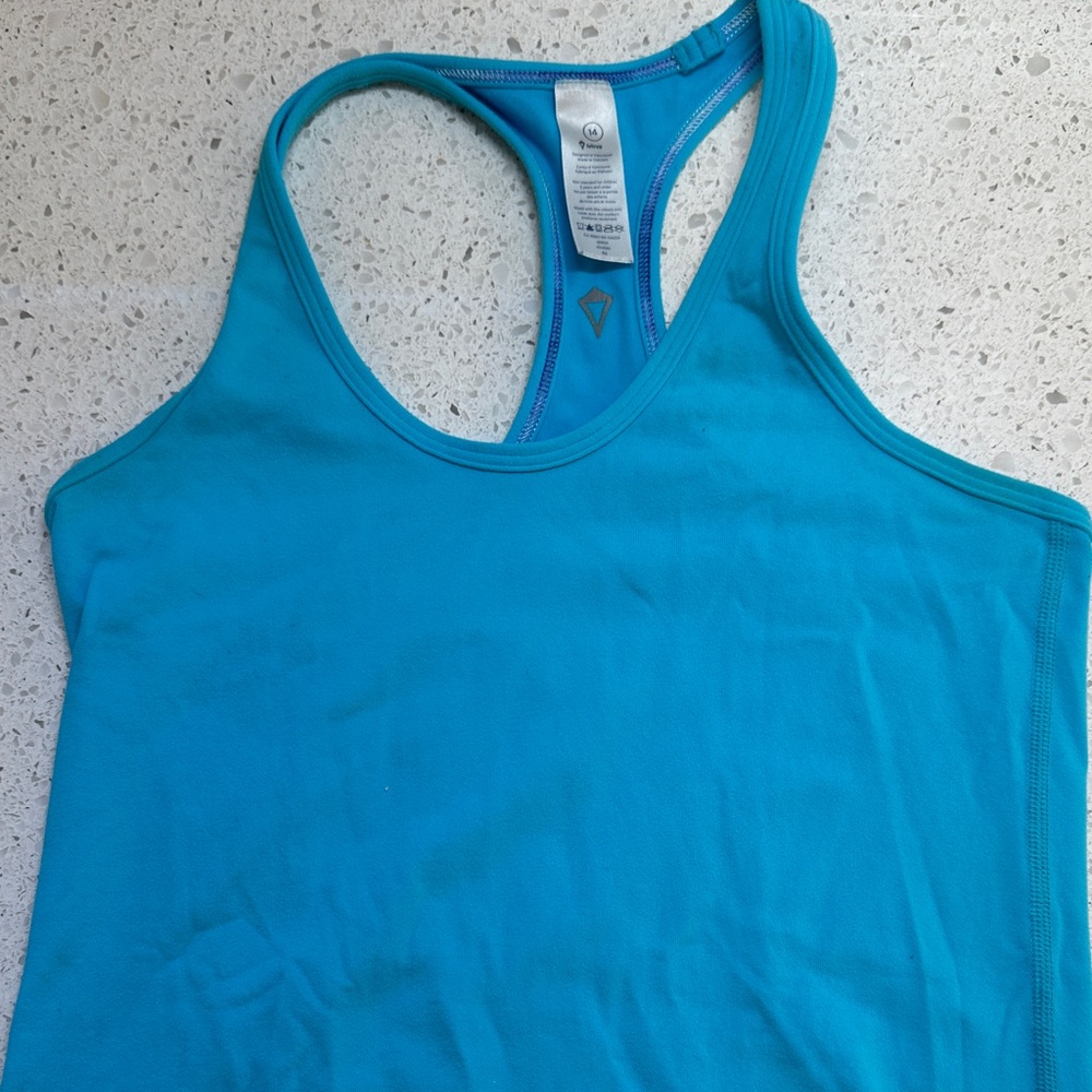 Girls Ivivva by Lululemon Acua Blue Racerback Tank Top